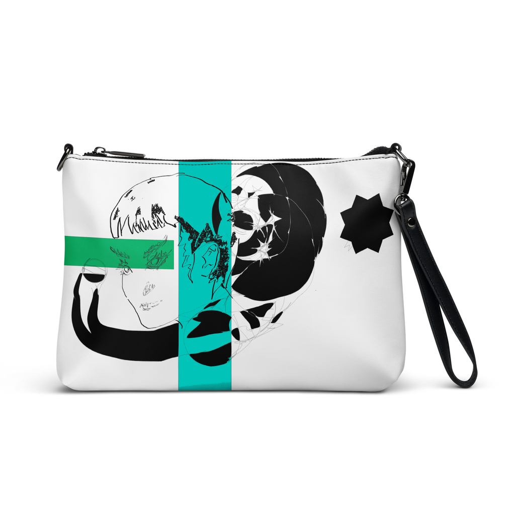 Sketch No. 3 Carry – sketch print canvas crossbody bag, side view