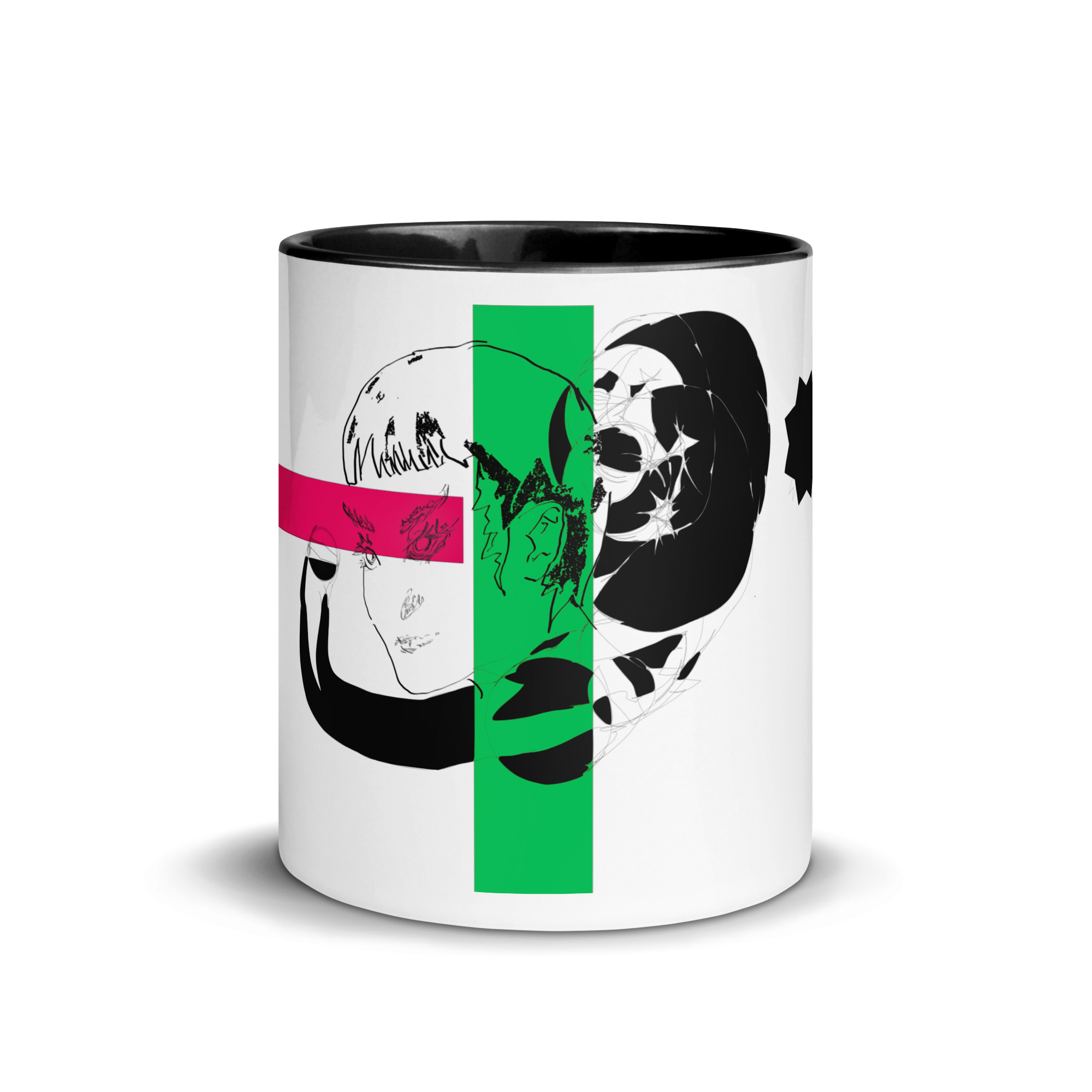 Sketch No. 2 Sip – ceramic mug with abstract sketch print, front view