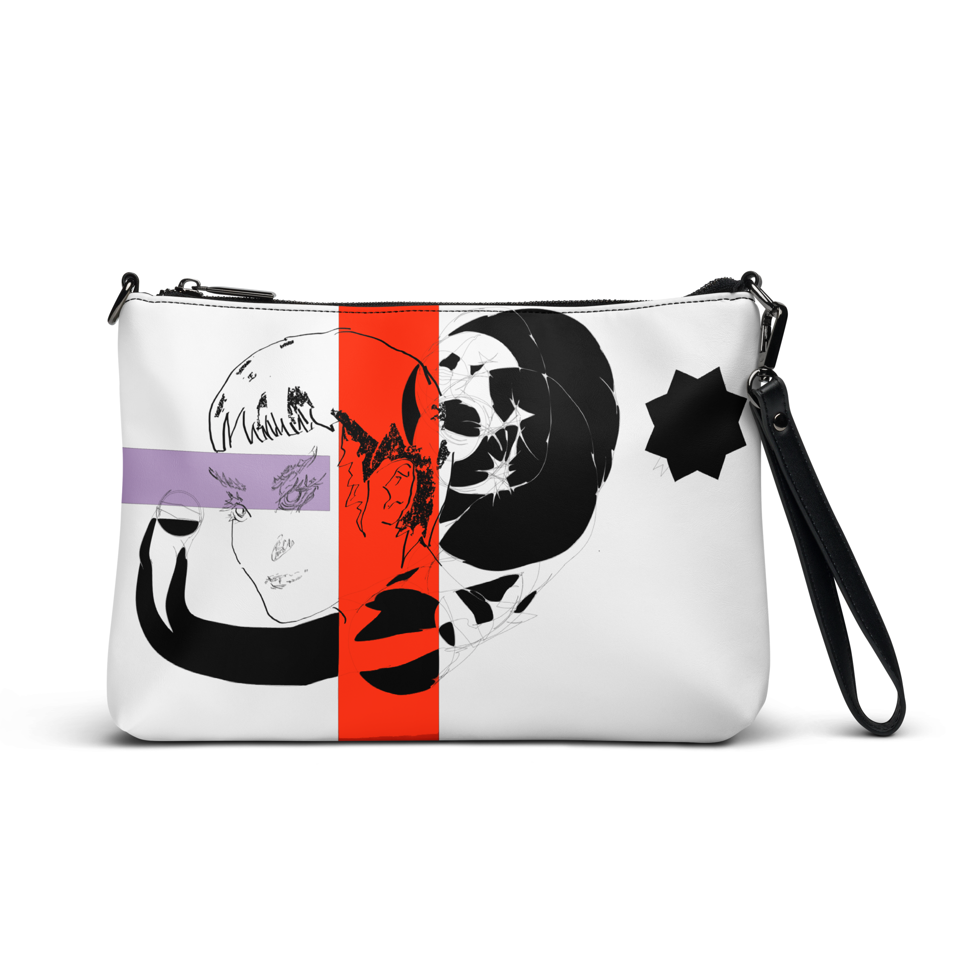 Sketch No. 4 Carry – sketch print canvas crossbody bag, side view