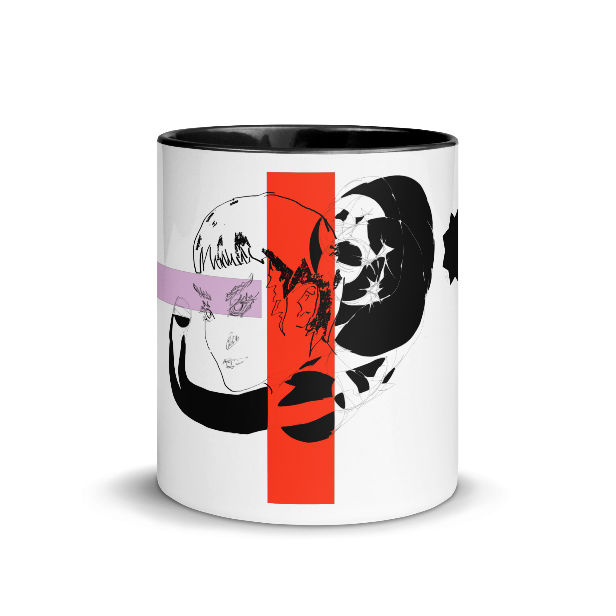 Sketch No. 4 Sip – ceramic mug with abstract sketch print, front view