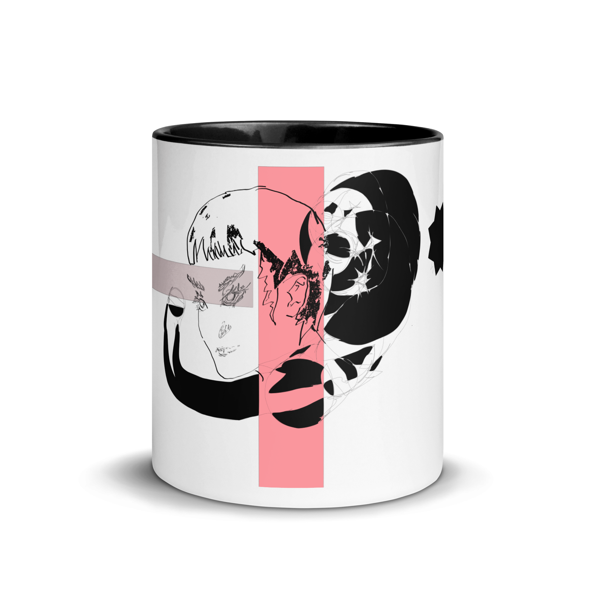 Sketch No. 5 Sip – ceramic mug with abstract sketch print, front view