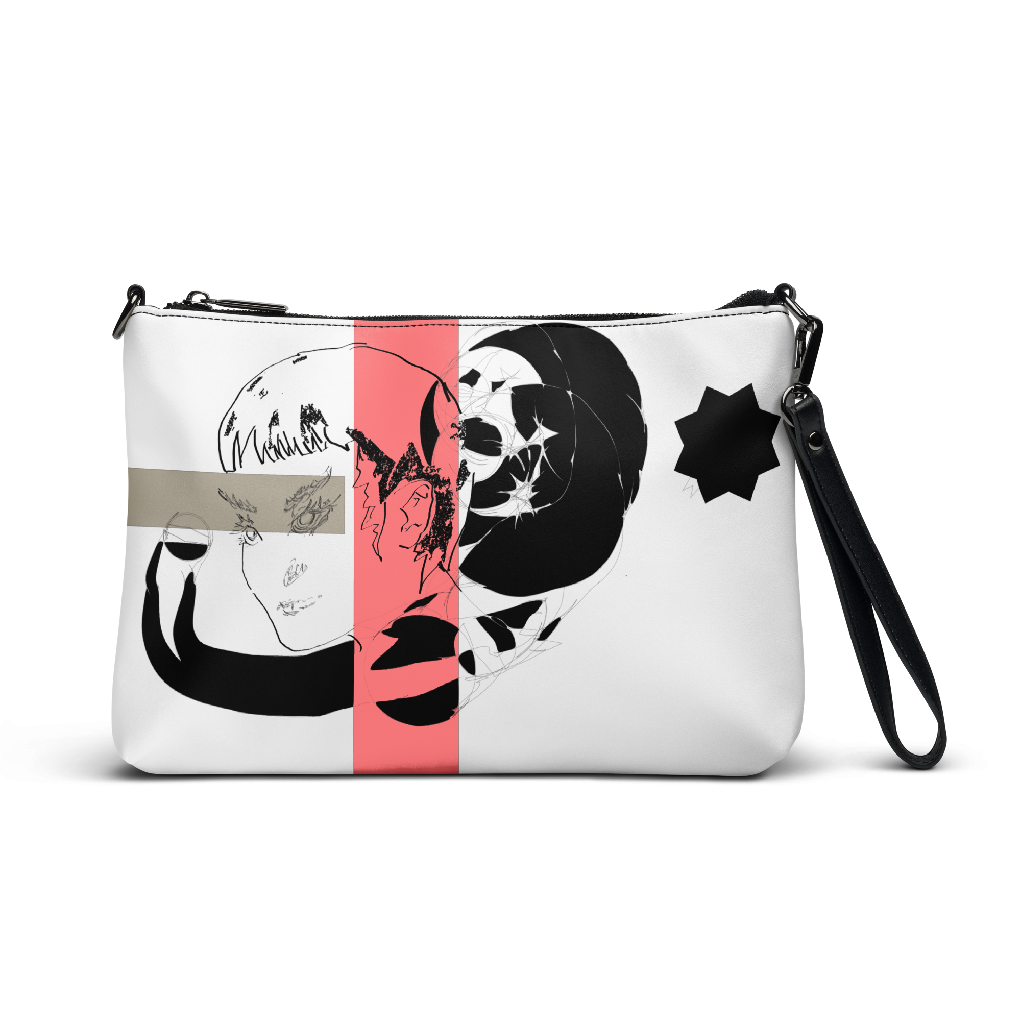 Sketch No. 5 Carry – sketch print canvas crossbody bag, side view