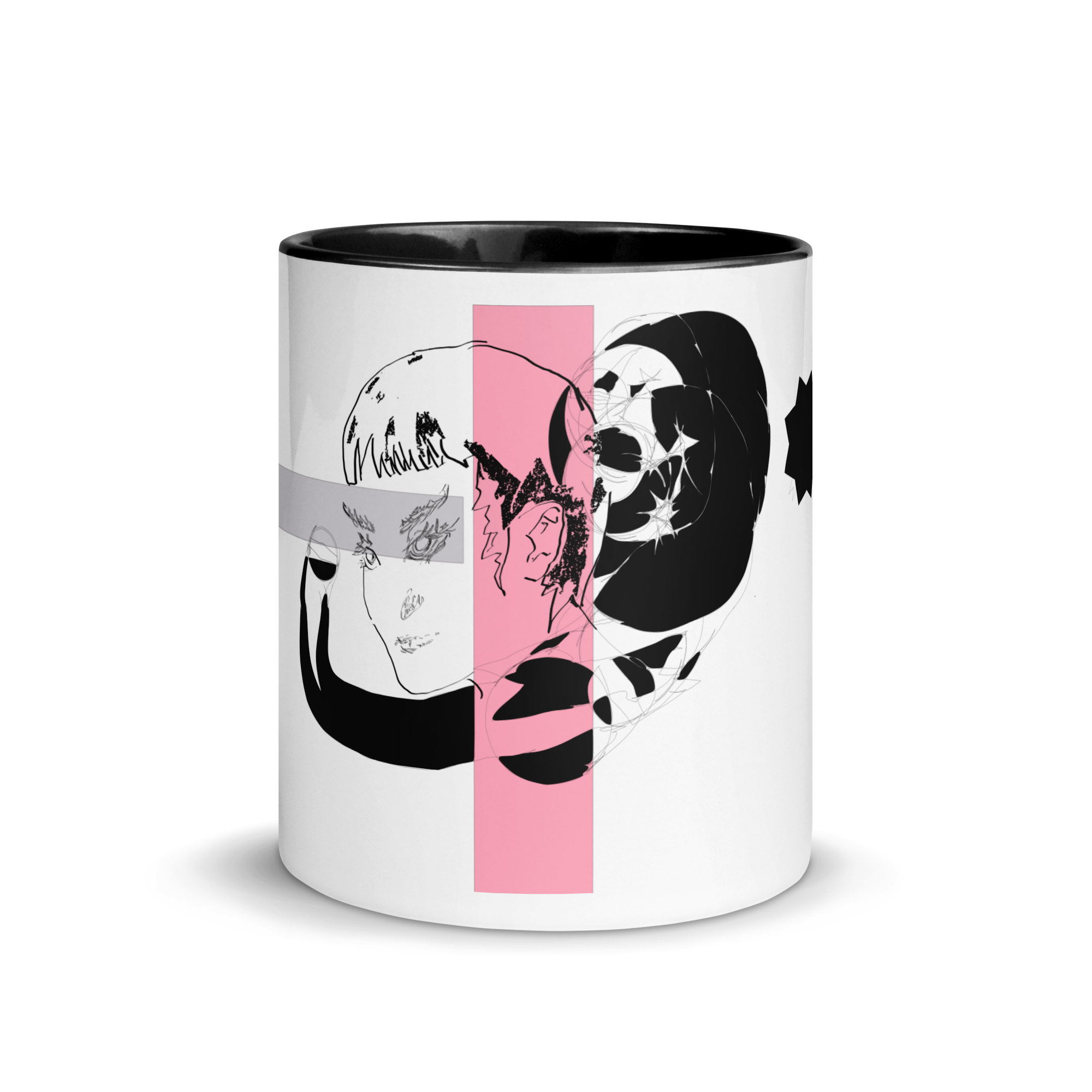 Sketch No. 6 Sip – ceramic mug with abstract sketch print, front view