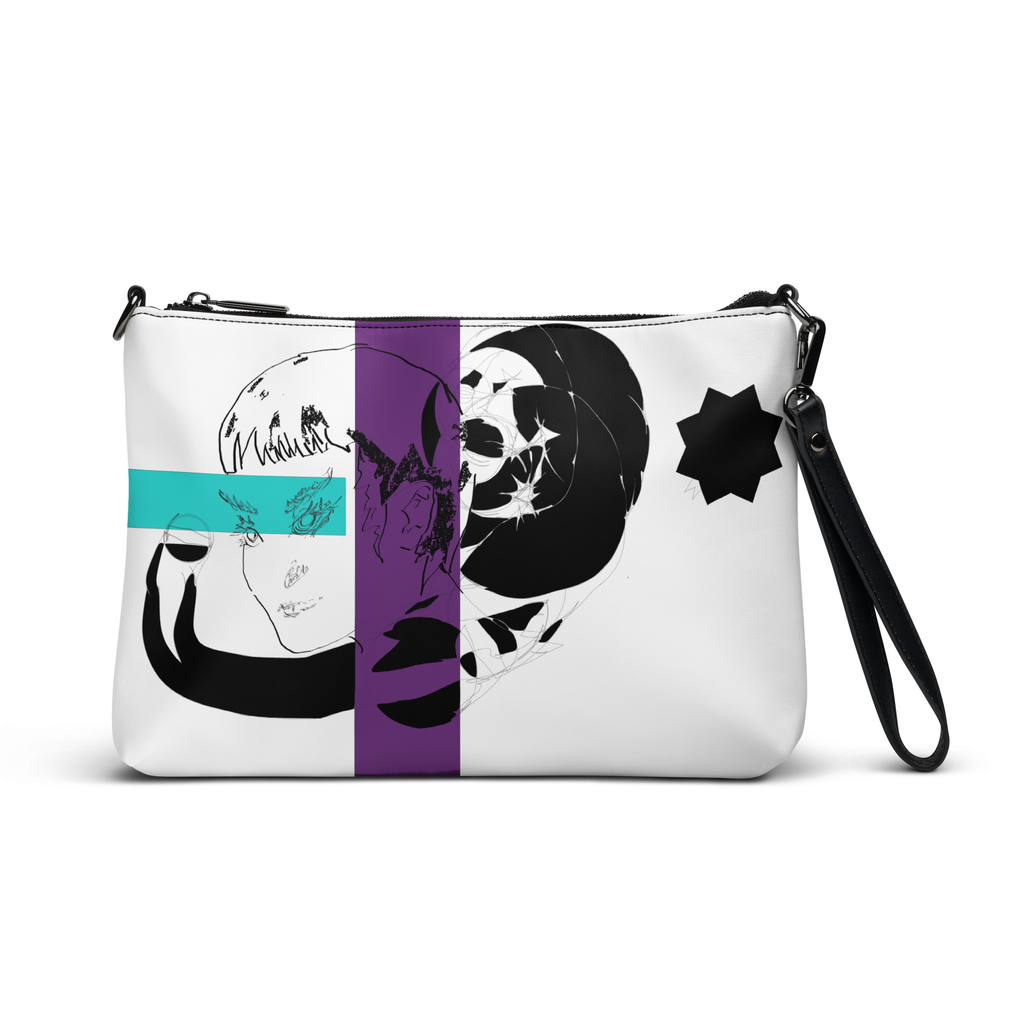 Sketch No. 7 Carry – sketch print canvas crossbody bag, side view