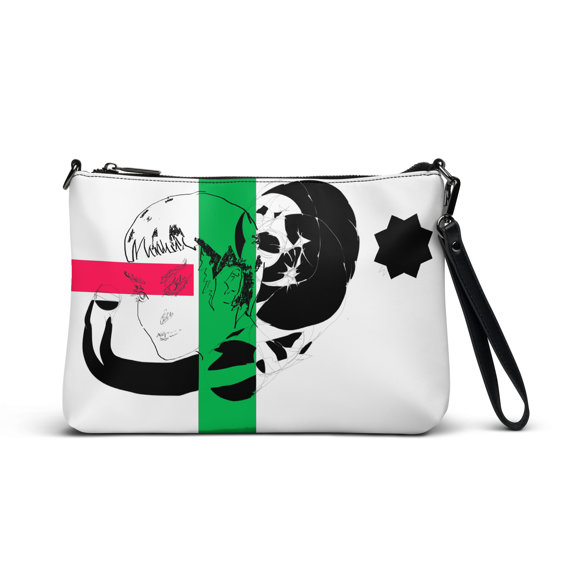 Sketch No. 2 Carry – sketch print canvas crossbody bag, side view